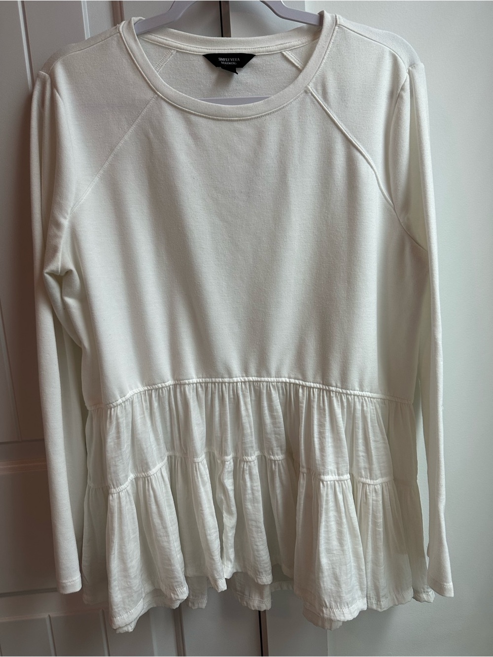 Simply Vera Vera Wang Cream Peplum Long-Sleeve Tunic